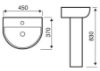 Kameo Basin white 1 Tap hole 450mm wide 370mm deep Technical Drawing